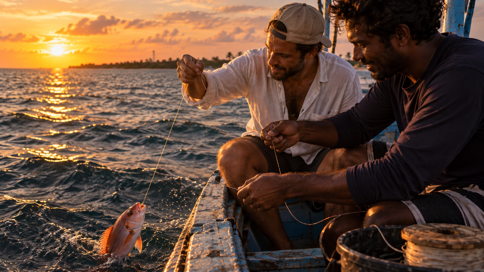 Traditional hand-line fishing with a local crew in Addu City